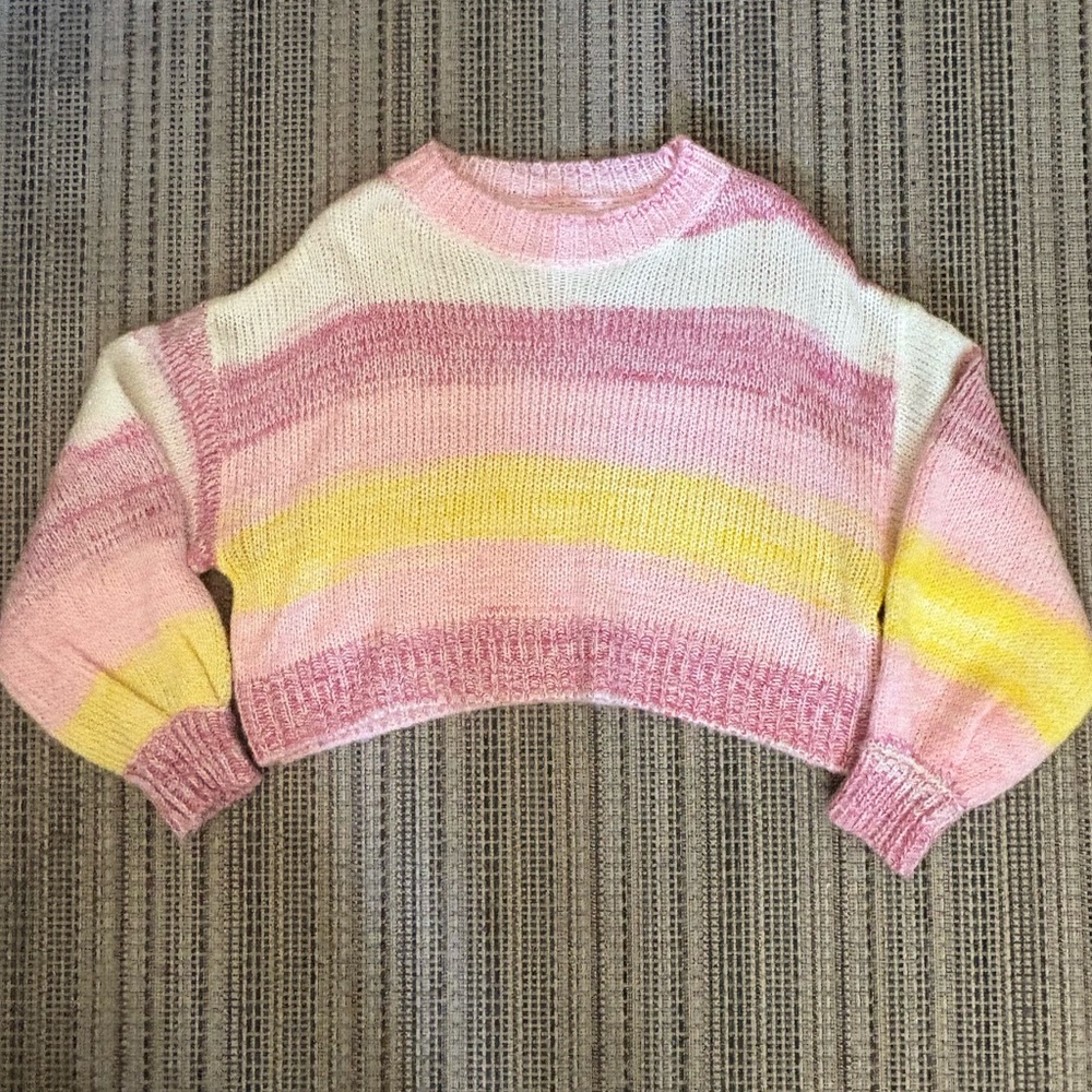 Debut Pink and Yellow Striped Sweater